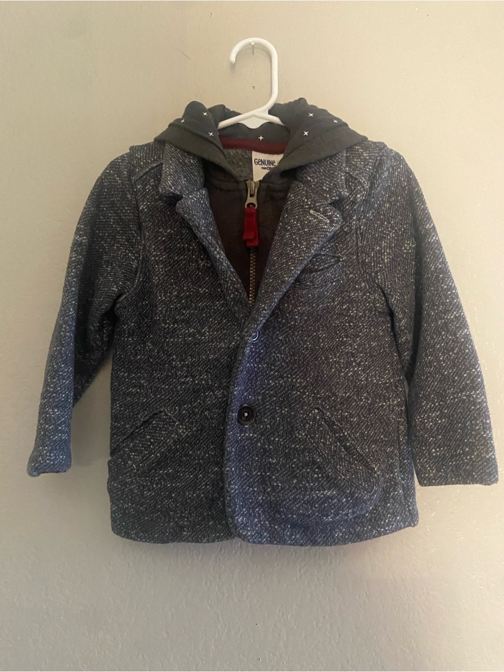 OshKosh B'gosh Navy Tweed Hooded Blazer/Jacket Size 3T EUC